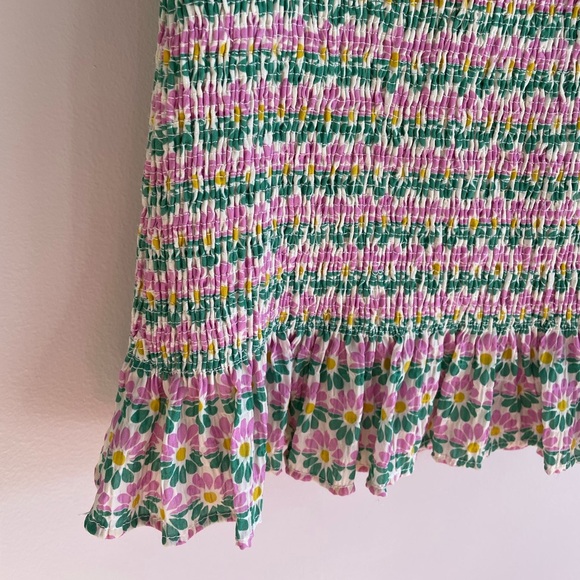 Zara Smocked Daisy Floral Mini Skirt - Green/Pink/White - Size Extra Small XS - Picture 7 of 8